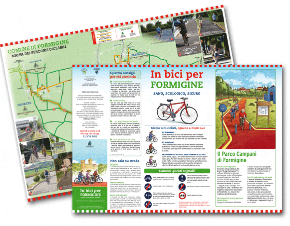 Comune di Formigine - mappa delle piste ciclabili - illustrazioni, mappa